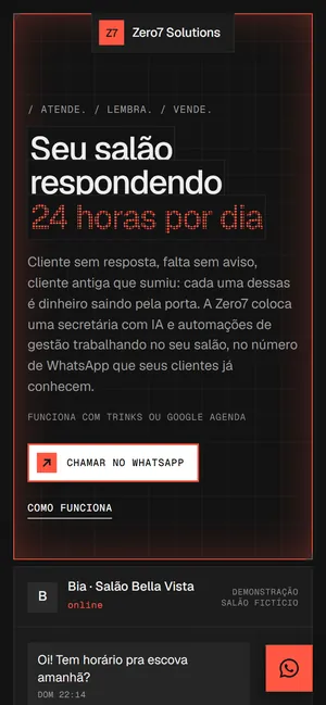 Página de vendas aberta no celular